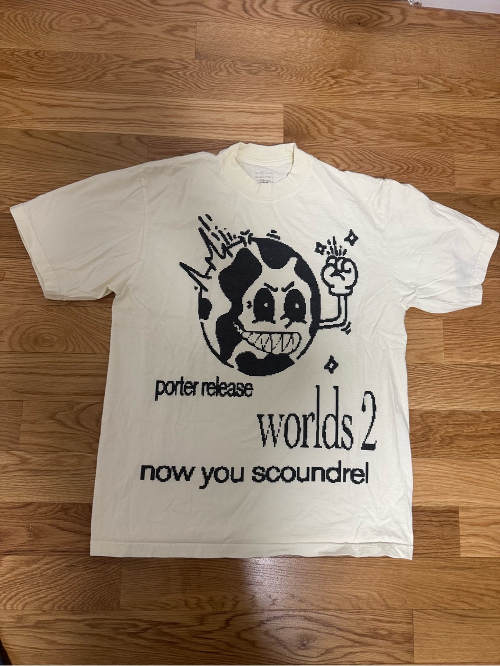 Porter Release 'Worlds 2' Scoundrel Graphic Tee - Cream with Black Print